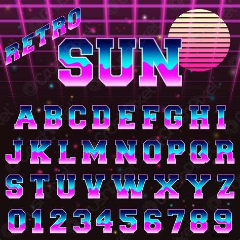 80s retro alphabet font template - stock vector 3270331 | Crushpixel