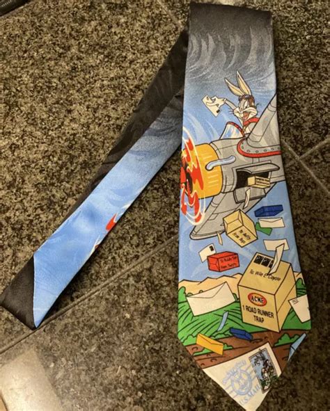 1997 LOONEY TUNES Stamp Collection Bugs Bunny Airplane Mail Necktie Tie ...