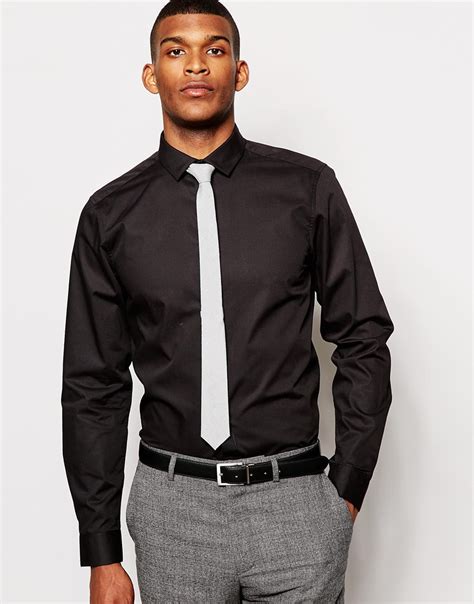 Lyst - Asos Smart Shirt And Tie Set Save 20% in Black for Men