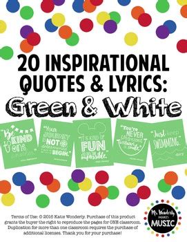 20 Inspirational Classroom Posters: Green & White by Ms Wonderly Makes Music