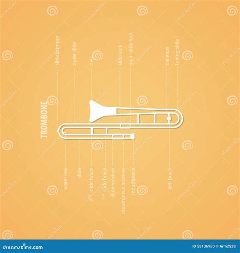 Trombone parts stock vector. Illustration of instrument - 55136980