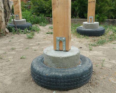 Concrete Tire Piers in 2020 (With images) | Concrete deck piers, Concrete footings, Deck footings