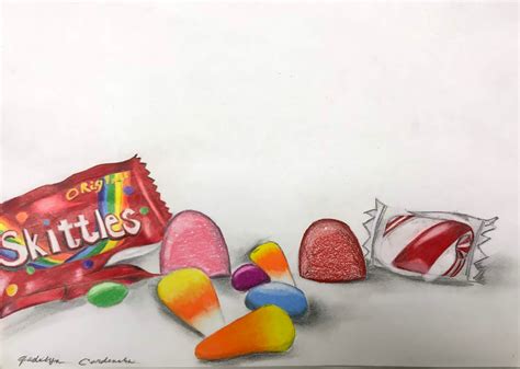 The Helpful Art Teacher: Candy Still Life: Prismacolor Colored Pencils and Denatured Alcohol