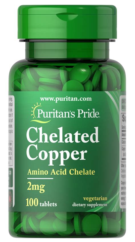 Copper Chelate 2 mg 100 Tablets | Mineral Products Supplements | Puritan's Pride