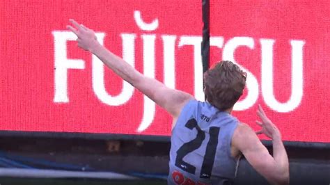 AFL 2019, Xavier Duursma, goal celebration, Port Adelaide, Travis Boak ...