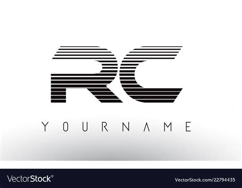 Rc black and white horizontal stripes letter logo Vector Image