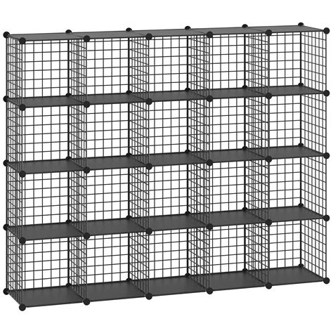 HUBSON Wire Cube Storage Organizer, 20-Cube Metal Grids Storage Shelf, Closet Cabinet, DIY ...