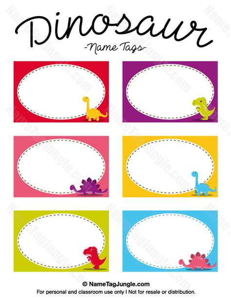 Printable Dinosaur Name Tags