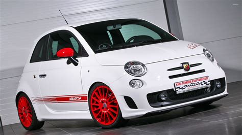 White Abarth Fiat 500 front side view wallpaper - Car wallpapers - #53261