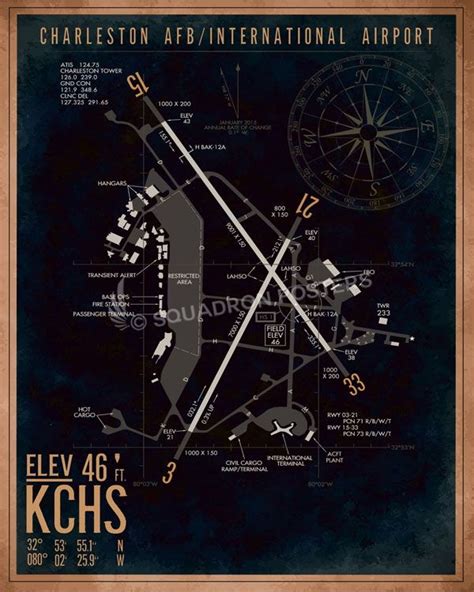 Charleston AFB KCHS Airfield Map Art | Map art, Air force bases ...