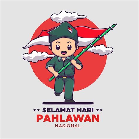 Premium Vector | Hari pahlawan nasional or indonesian hero days illustration. cute boy holding ...