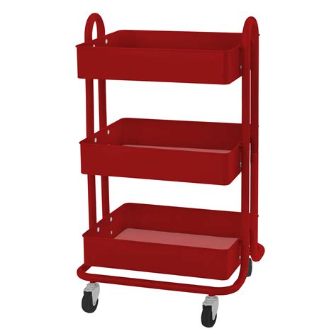 3-Tier Utility Rolling Cart - Red - Walmart.com