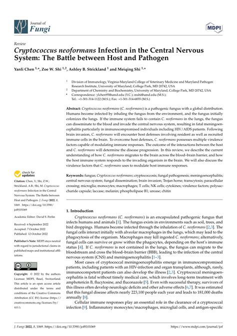 (PDF) Cryptococcus neoformans Infection in the Central Nervous System ...