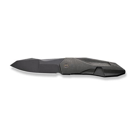 WE Solid Folding Knife Black Titanium Handle 20CV Plain Edge Black Stonewash Finish WE22028-1