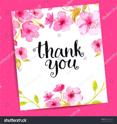 Thank You Card Modern Calligraphy Sakura Stock Vector (Royalty Free ...