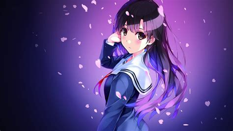 Download Cute Girl Purple Anime Aesthetic Wallpaper | Wallpapers.com