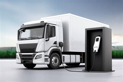 Electric Truck is Charging from the Charging Station Stock Photo - Image of shipping, energy ...