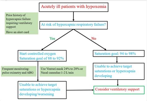 Flowchart of oxygen administration in patients with COPD and other ...