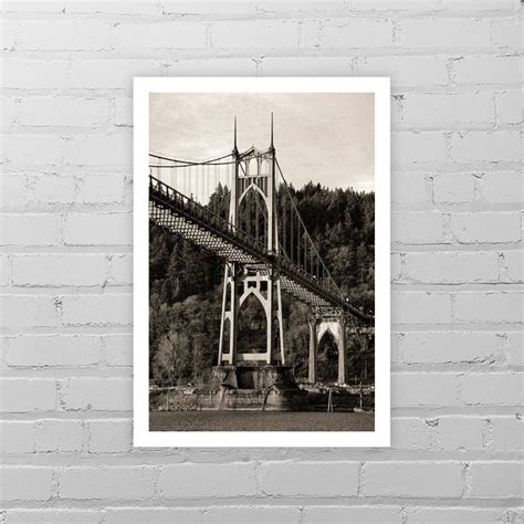 St Johns Bridge Art Print/portland Oregon Art/portland Bridge - Etsy