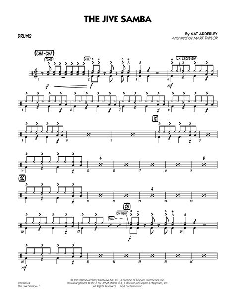 The Jive Samba - Drums by Mark Taylor Sheet Music for Jazz Ensemble at Sheet Music Direct