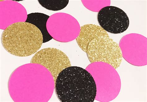 Black Gold Hot Pink Confetti Glitter Confetti Black and Gold