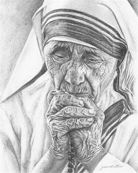 Mother Teresa Drawing by Jeanne Beutler