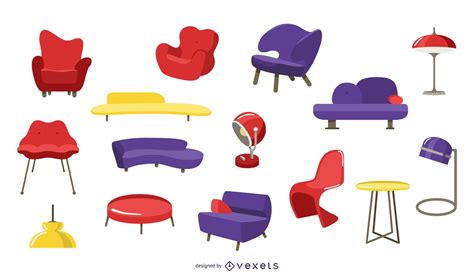 Pop Art Furniture Collection Vector Download