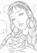 Retro Girl Coloring Page For Adults Printable  Etsy sketch template