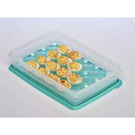 Egg Holder for Refrigerator Deviled Egg Tray Carrier with Lid Container ...