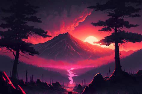 ArtStation - Sunset Anime landscape