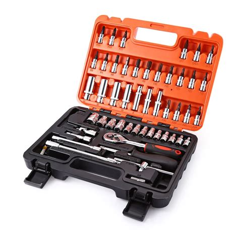 53pcs 1/4" Auto Car Repair Tool Box Set Socket Ratchet Wrench Case ...