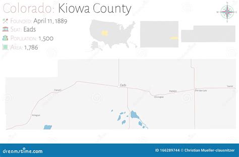 Map of Kiowa County in Colorado Stock Vector - Illustration of gray, infographic: 166289744