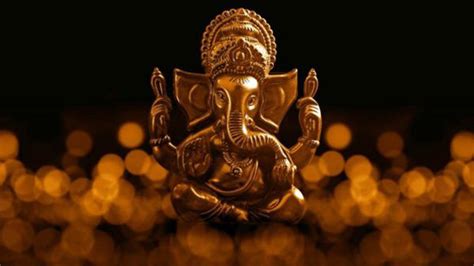 Gold Lord Ganesh Statue In Black Background HD Ganesh Wallpapers | HD Wallpapers | ID #86251