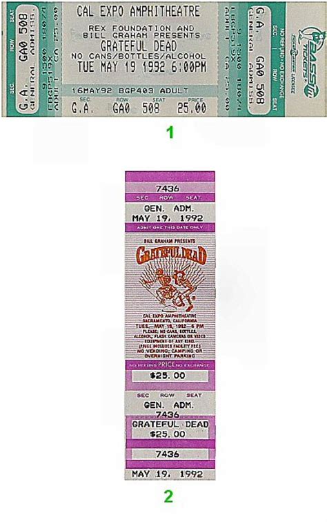 Grateful Dead Vintage Concert Vintage Ticket from Cal Expo Amphitheater ...