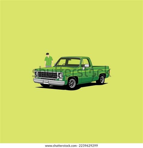 Vintage Green Truck Vector Illustration Stock Vector (Royalty Free ...