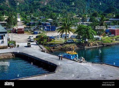 Wharf and port facilities at Rabaul Harbour, Papua New Guinea Stock ...