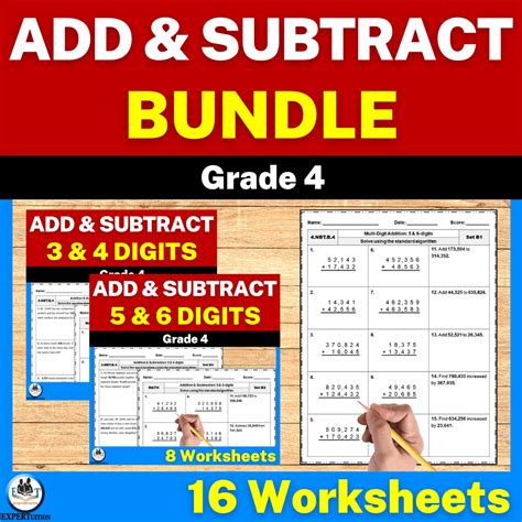 Multi-Digit Addition and Subtraction Worksheets Bundle - ExperTuition