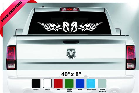 dodge ram emblem decal-rear window sticker-dodge ram tribal | Etsy