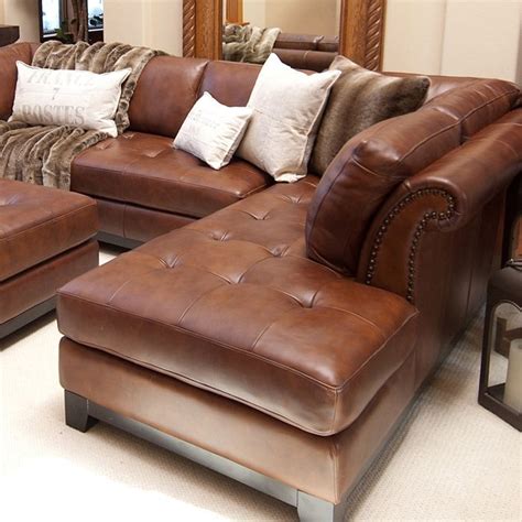 Corsario Leather Sectional with Right Facing Chaise and Ottoman | Leather sectional sofas ...