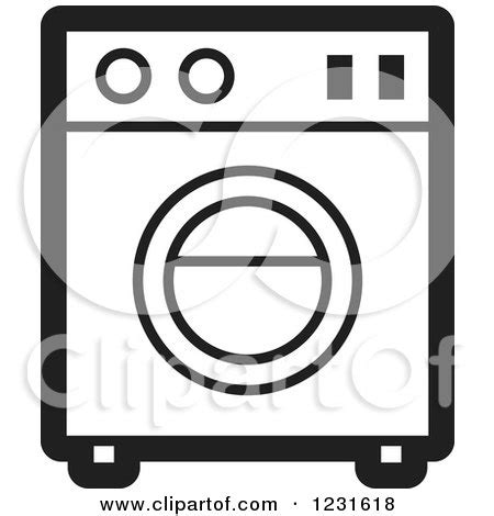 Clipart of a Black and White Washing Machine Icon - Royalty Free Vector ...