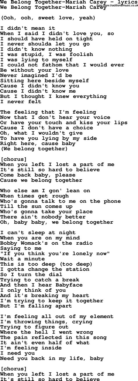 Mariah Carey We Belong Together Lyrics Original : Mariah Carey " We ...