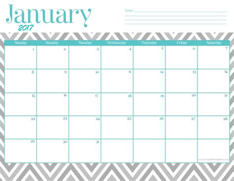 January 2017 Printable Calendar | Printable January Calendar | Daily Roabox