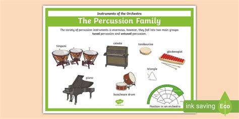 Orchestra Instruments Percussion Family Poster - Twinkl