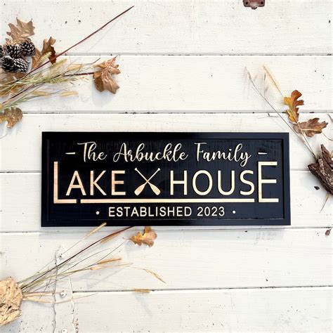 Lake House Sign Personalized Lakehouse Name Sign Custom Family Lake House Decor Cabin Home Lake ...