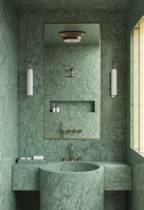 Step Inside This Dazzling Green Marble Bathroom - Luxe Interiors + Design | Bathroom interior ...