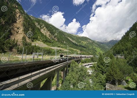 Train through Alps stock photo. Image of landscape, line - 6046590