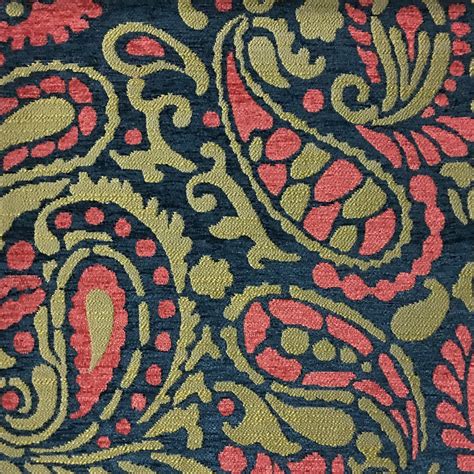 Sydney - Modern Paisley Pattern Chenille Upholstery Fabric by the Yard