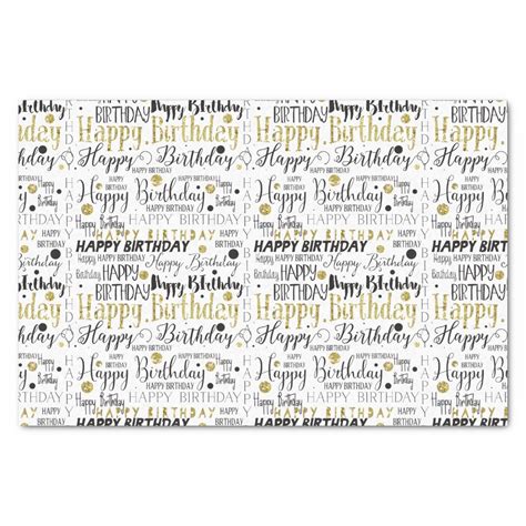 Gold Black Happy Birthday Confetti Tissue Paper | Zazzle