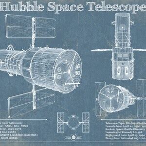 Hubble Telescope Blueprint Wall Art | Etsy