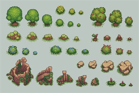 Grassland Top Down Tileset Pixel Art Download - CraftPix.net